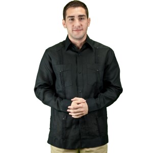 Black Guayabera Shirt