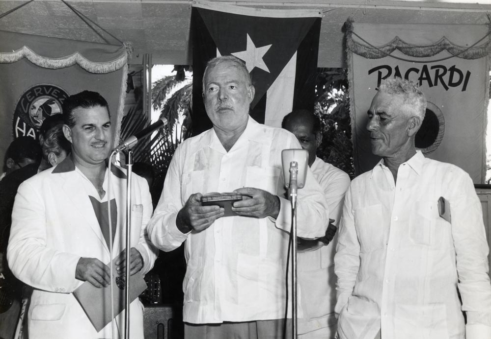 Ernest Hemingway with a retro Cuban shirt (Guayabera)