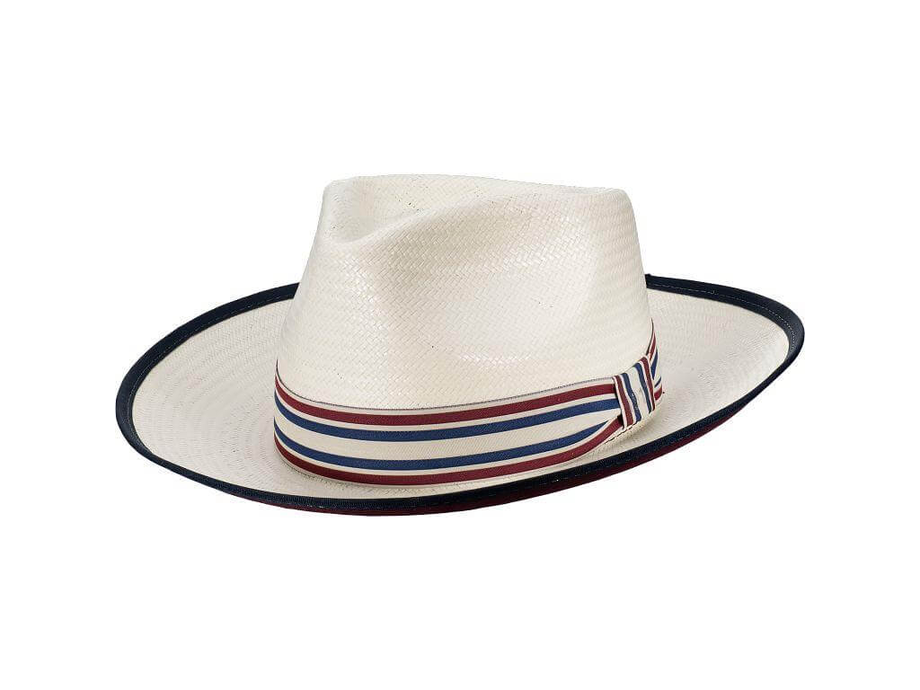 Ivory Toyo Teardrop Fedora with 3" Brim with Fancy Ribbon Band