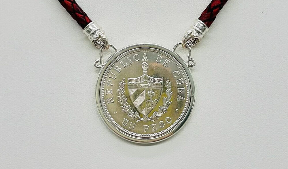 Cuban Un Peso Genuine Cuban Coin Enhancer Pendant in Sterling Silver